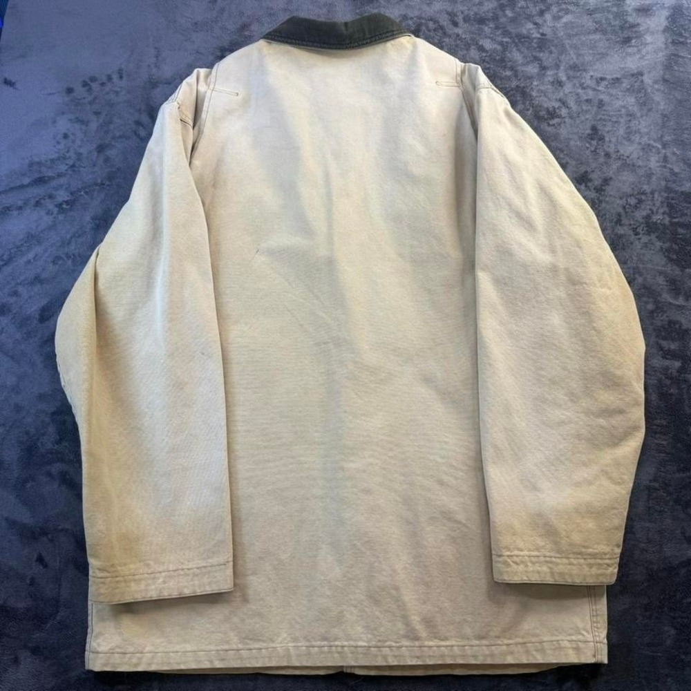 Vintage LL Bean Chore Coat Mens XXL Tan Canvas Corduroy Collar Wildlife Lining - Picture 6 of 8